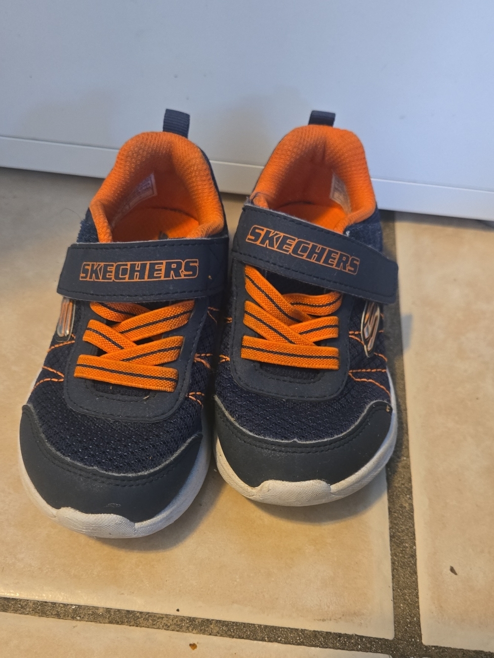 Skechers Kids Navy and Orange Velcro Sneakers